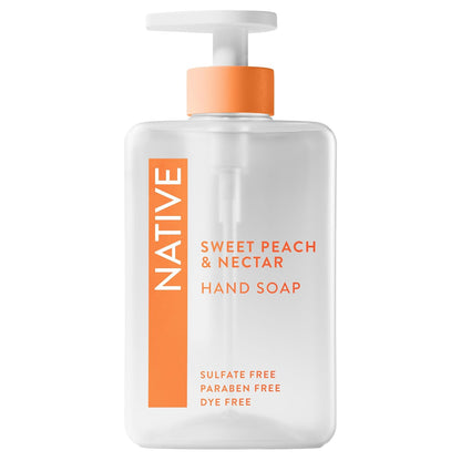 Liquid Hand Soap, Sweet Peach & Nectar Scent, Non-Drying Formula for Soft, Smooth Hands, Made with Plant-Based Cleansers, Sulfate & Paraben Free, 13 oz Bottle