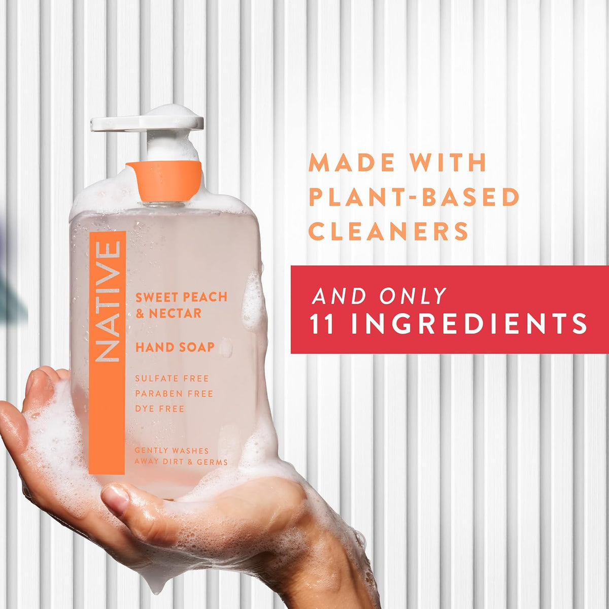 Liquid Hand Soap, Sweet Peach & Nectar Scent, Non-Drying Formula for Soft, Smooth Hands, Made with Plant-Based Cleansers, Sulfate & Paraben Free, 13 oz Bottle