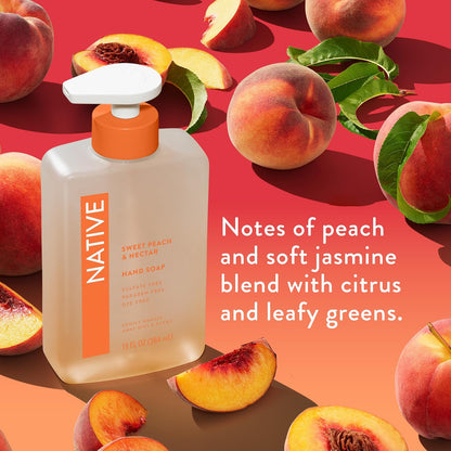 Liquid Hand Soap, Sweet Peach & Nectar Scent, Non-Drying Formula for Soft, Smooth Hands, Made with Plant-Based Cleansers, Sulfate & Paraben Free, 13 oz Bottle