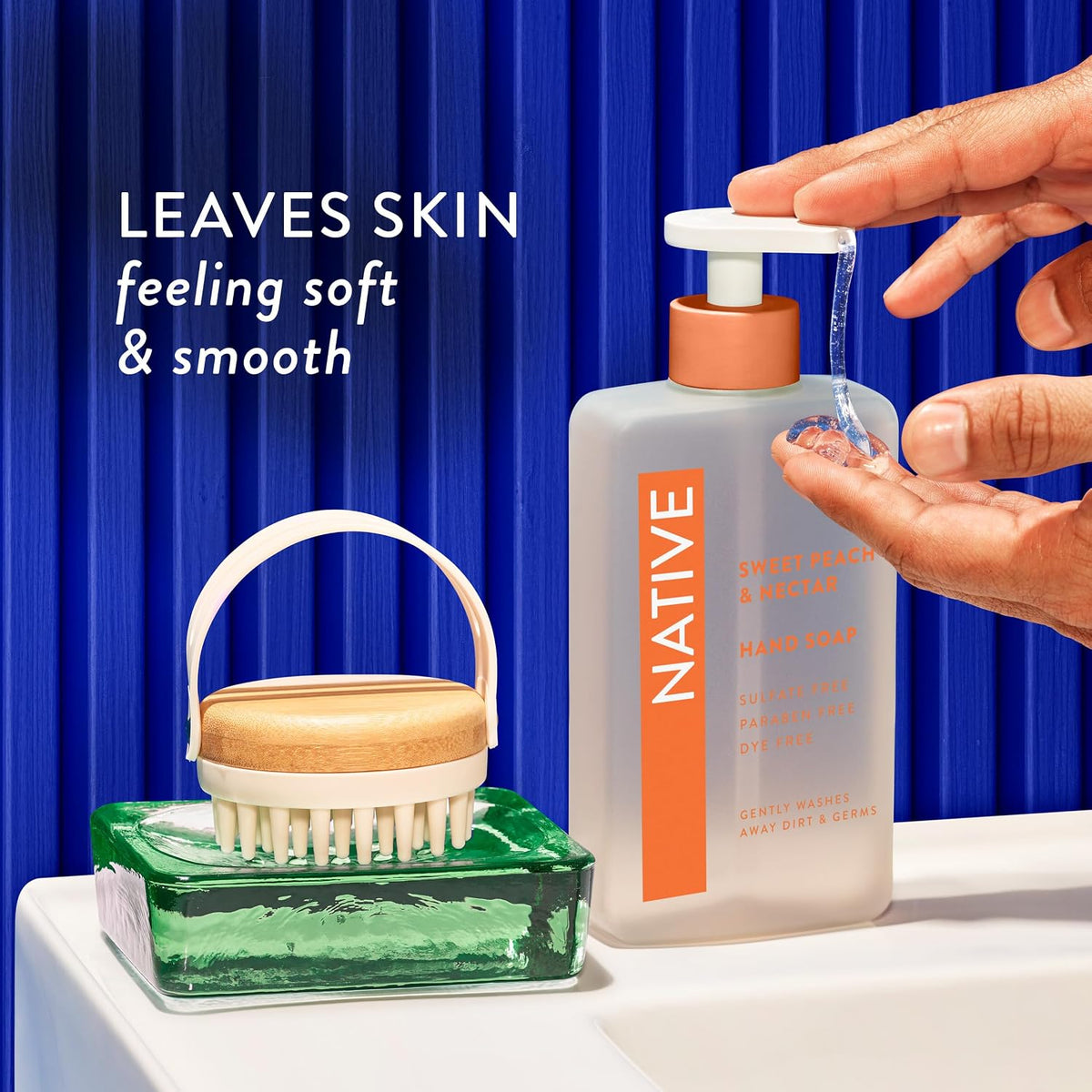 Liquid Hand Soap, Sweet Peach & Nectar Scent, Non-Drying Formula for Soft, Smooth Hands, Made with Plant-Based Cleansers, Sulfate & Paraben Free, 13 oz Bottle
