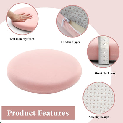 Pink 15.7 Inch 2 Pack Round Memory Foam Chair Pad, 1.8" Thick