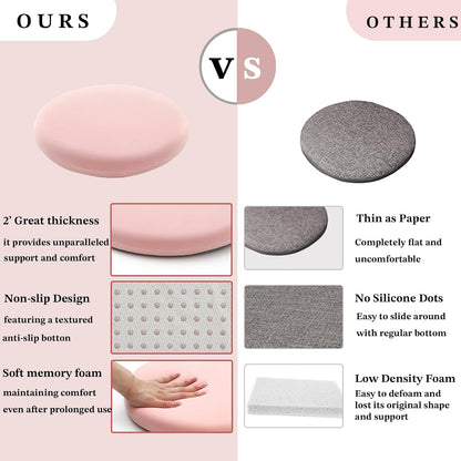 Pink 15.7 Inch 2 Pack Round Memory Foam Chair Pad, 1.8" Thick