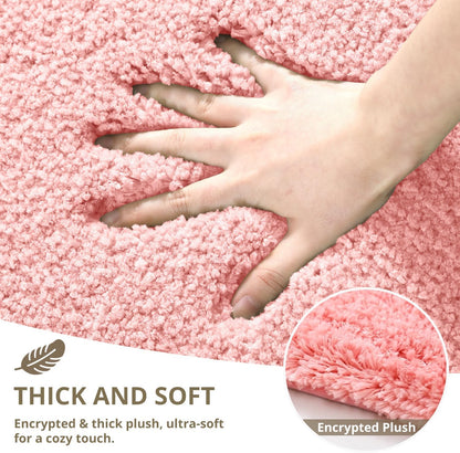 Polyester Bathroom Rug 24"x48" Pink, Non-Slip Soft Shaggy Bath Mat