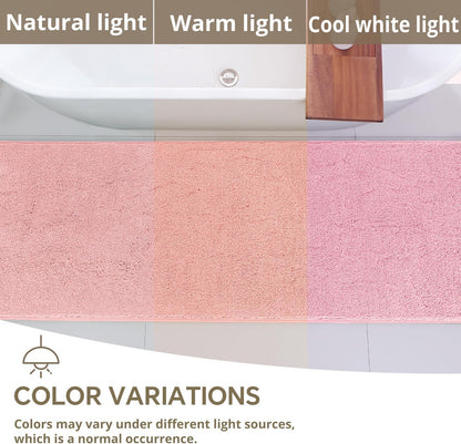 Polyester Bathroom Rug 24"x48" Pink, Non-Slip Soft Shaggy Bath Mat