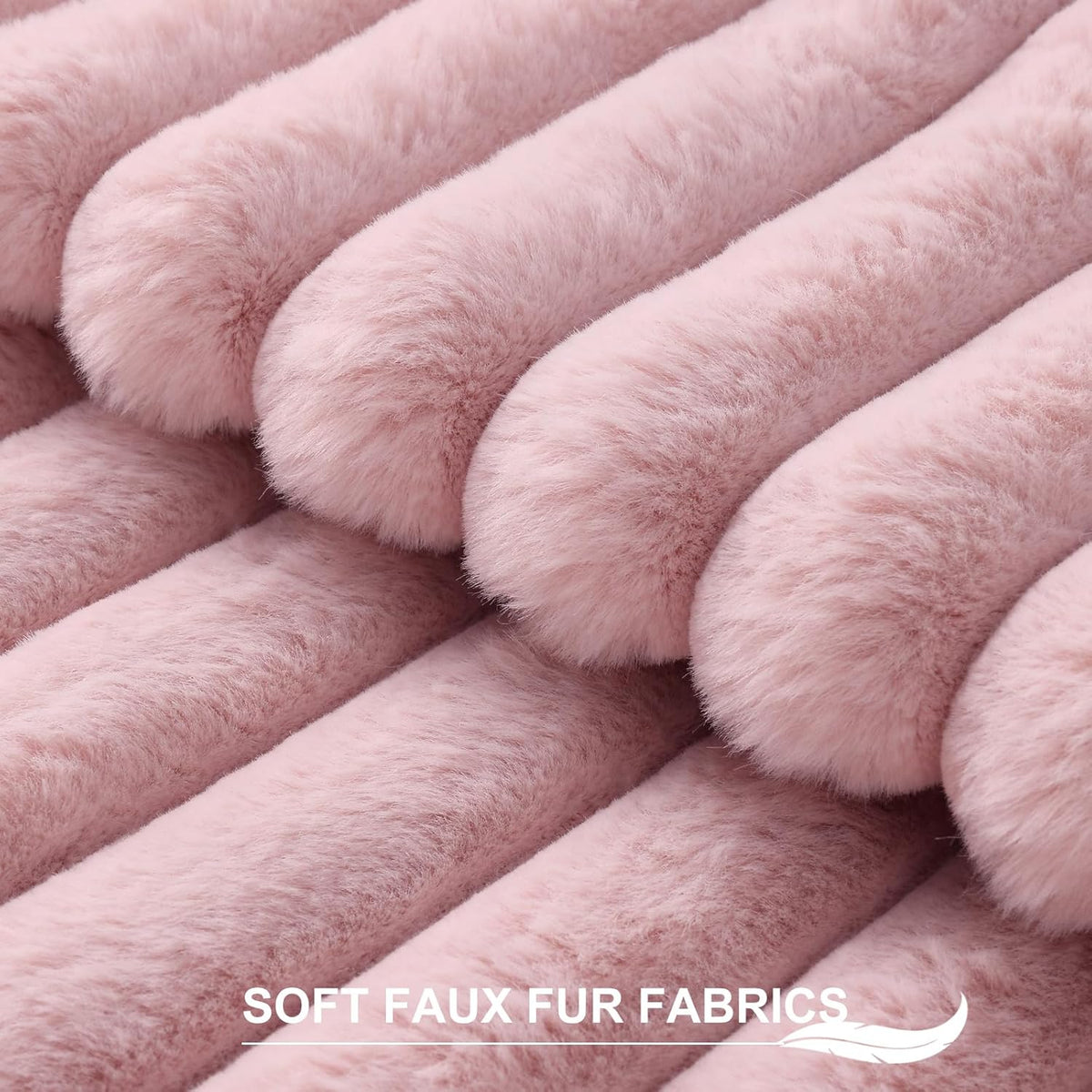 Faux Fur Decorative Throw Pillow Covers 16x16 Set of 2, Blush Pink
