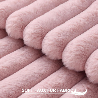 Faux Fur Decorative Throw Pillow Covers 16x16 Set of 2, Blush Pink