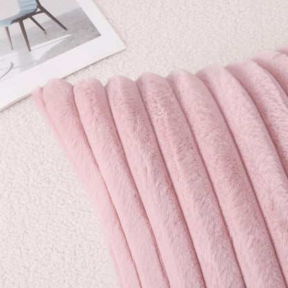 Faux Fur Decorative Throw Pillow Covers 16x16 Set of 2, Blush Pink