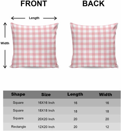 2 Packs Decorative Cotton Throw Pillow Covers, Pink Gingham Buffalo Check 18 x 18 Inch Square Reversible Soft Cushion Case for Couch Bedroom Sofa Living Room Chair Car