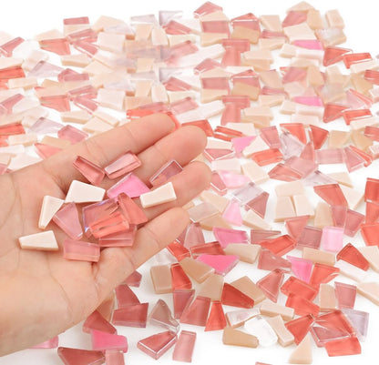 1.1 lb Pink Series Irregular Mosaic Tiles for Crafts Bulk