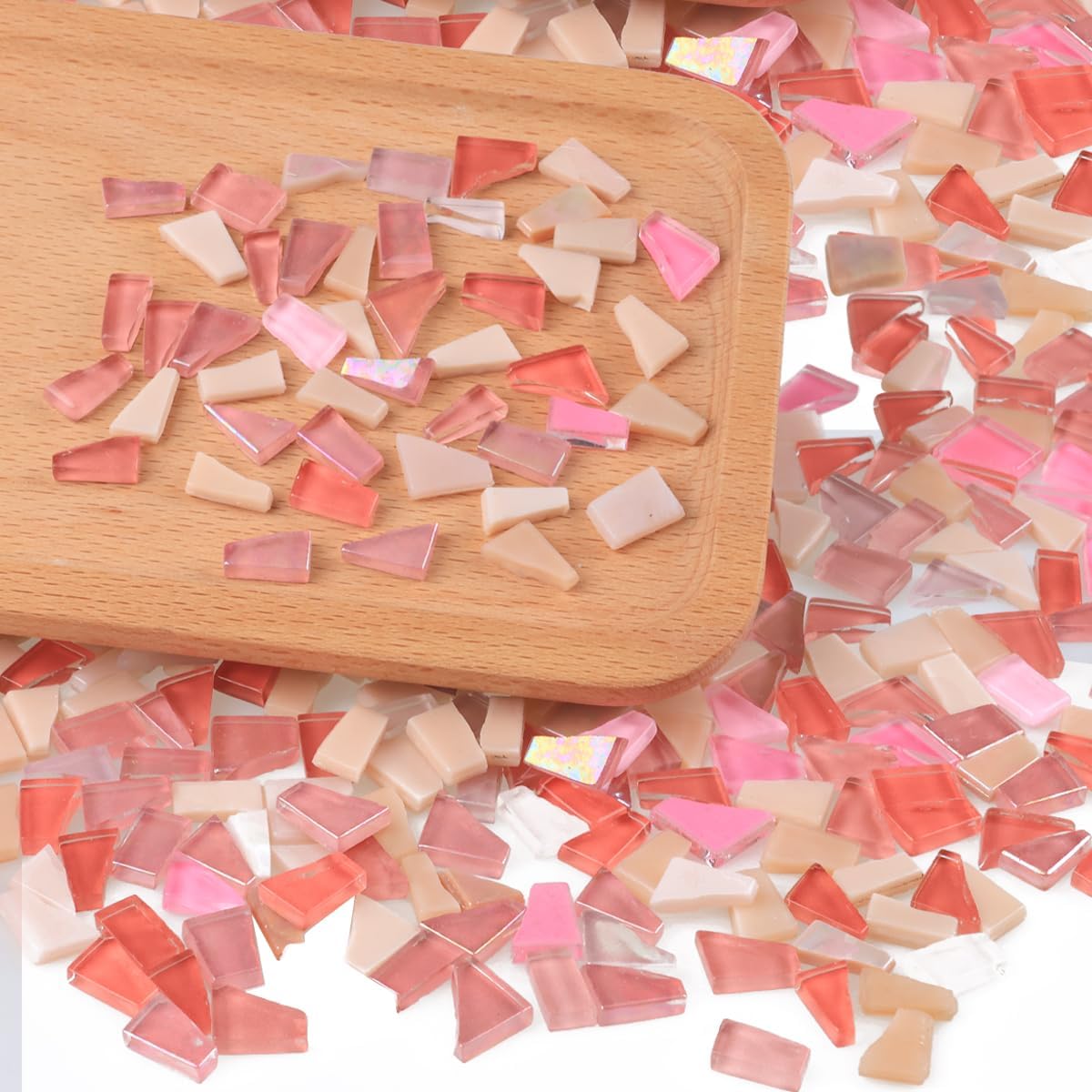 1.1 lb Pink Series Irregular Mosaic Tiles for Crafts Bulk