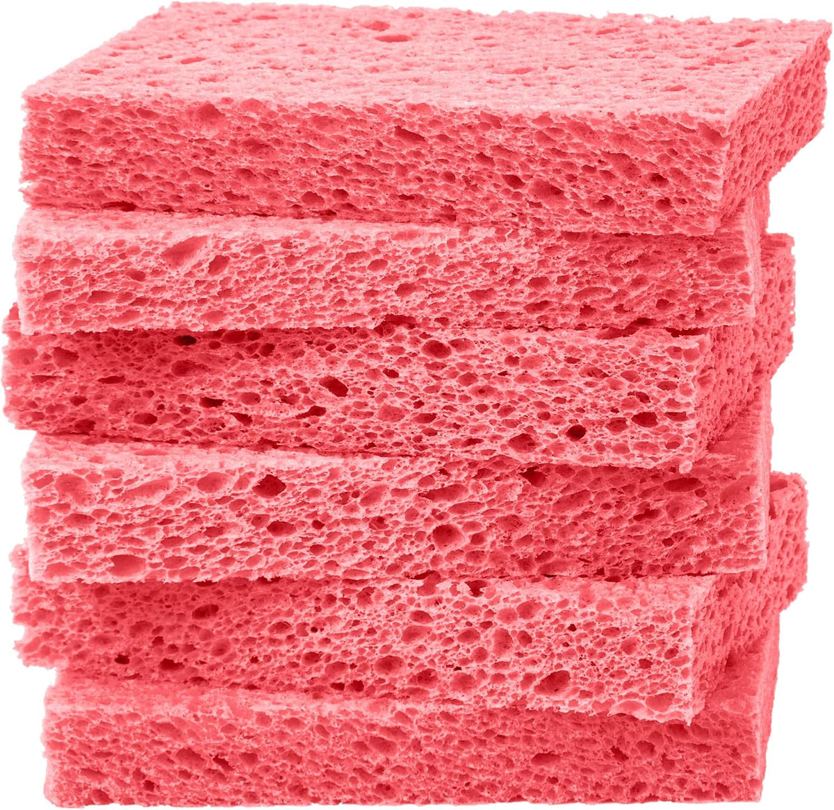 6 Pack Red Cellulose Scrub Sponge Non-Scratch Heavy Duty for Kitchen Eco