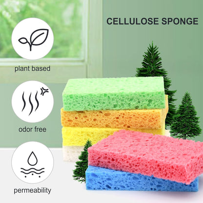 6 Pack Red Cellulose Scrub Sponge Non-Scratch Heavy Duty for Kitchen Eco