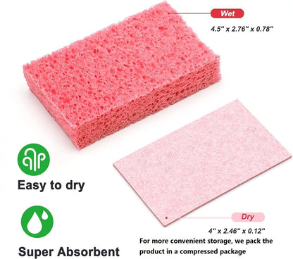 6 Pack Red Cellulose Scrub Sponge Non-Scratch Heavy Duty for Kitchen Eco