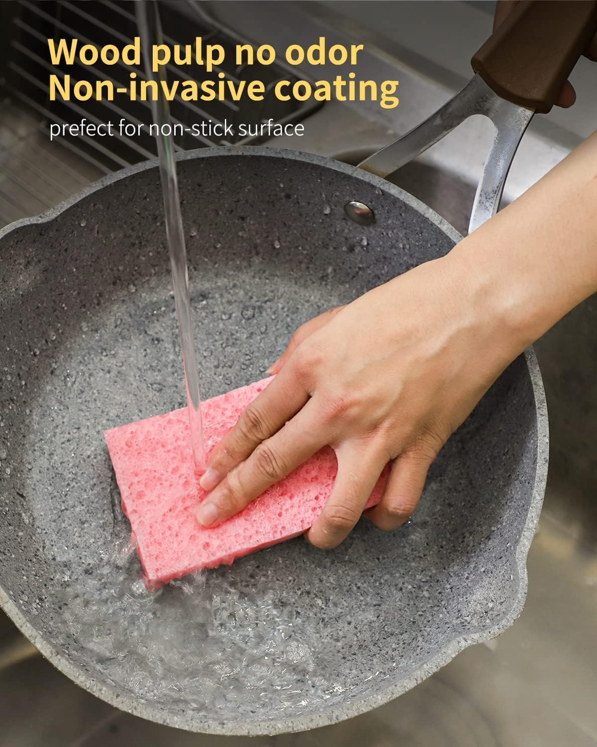 6 Pack Red Cellulose Scrub Sponge Non-Scratch Heavy Duty for Kitchen Eco