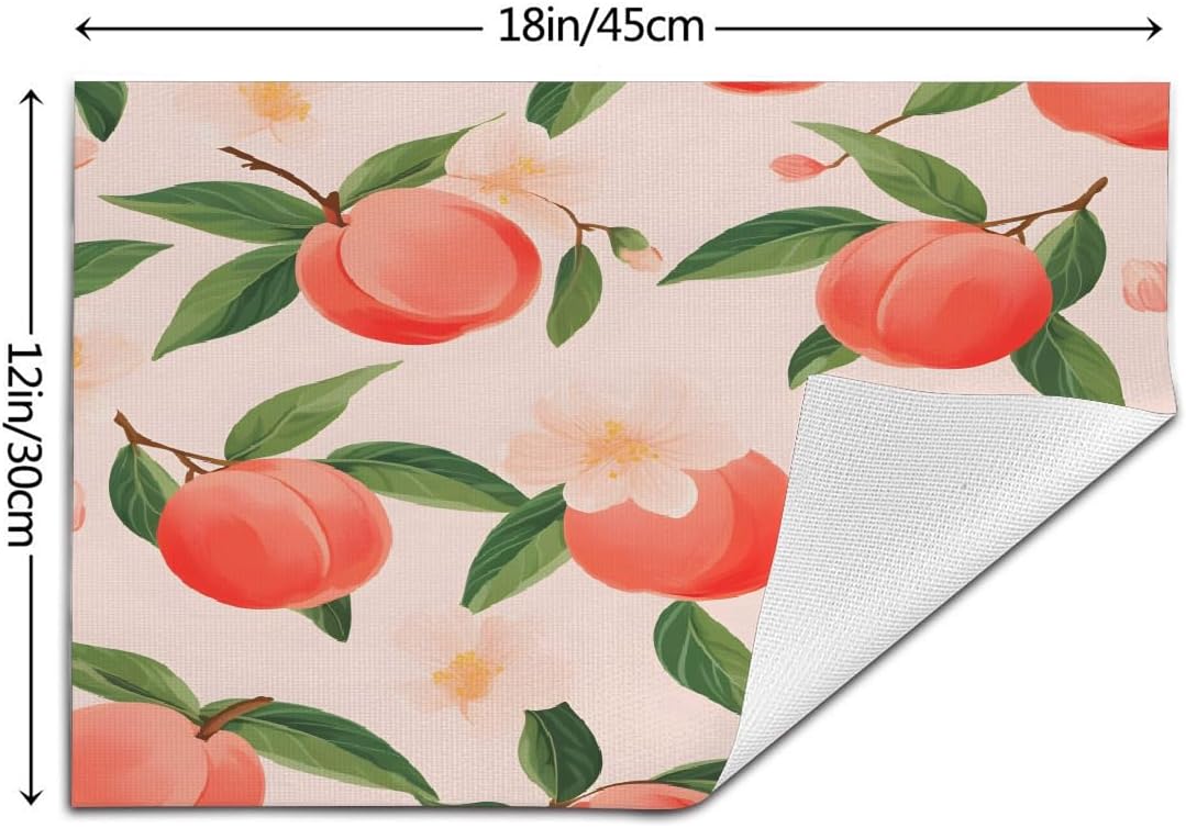 Red Pink Peach Flower Placemats Set of 6 PVC Placemats, Heat-Resistant Washable Table Mats for Kitchen Dining Table Woven Vinyl Place Mat