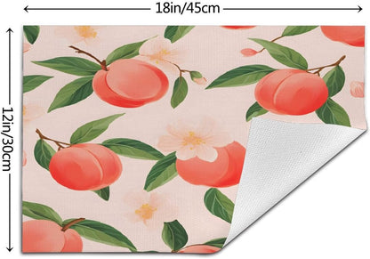 Red Pink Peach Flower Placemats Set of 6 PVC Placemats, Heat-Resistant Washable Table Mats for Kitchen Dining Table Woven Vinyl Place Mat