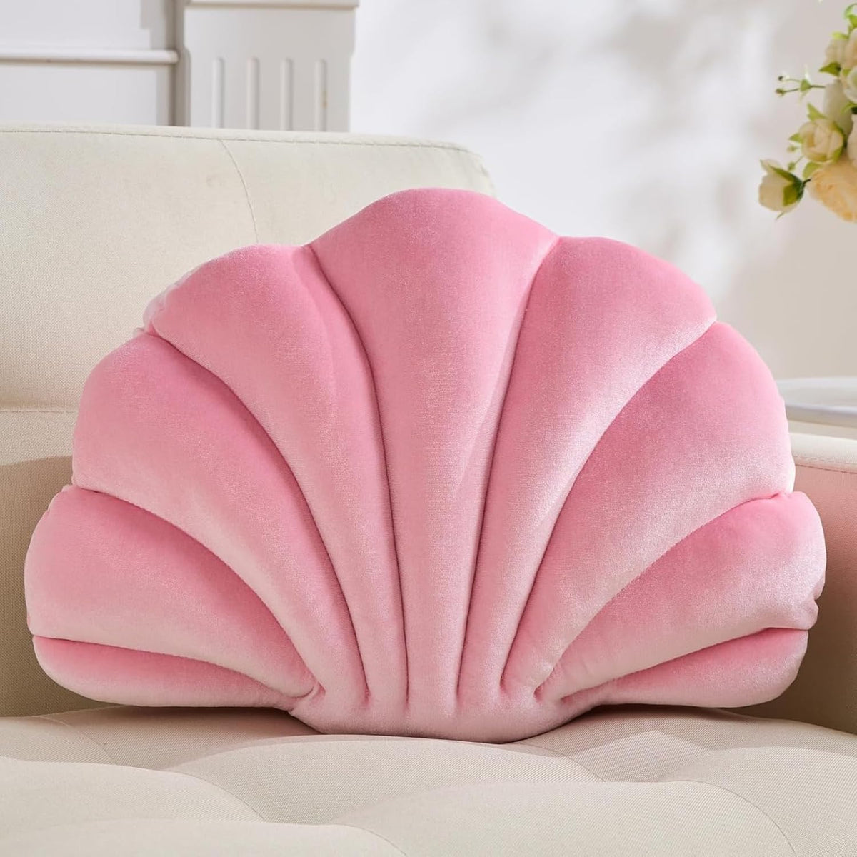Shell Pillow,Light Pink Seashell Pillow 13x10 Inch