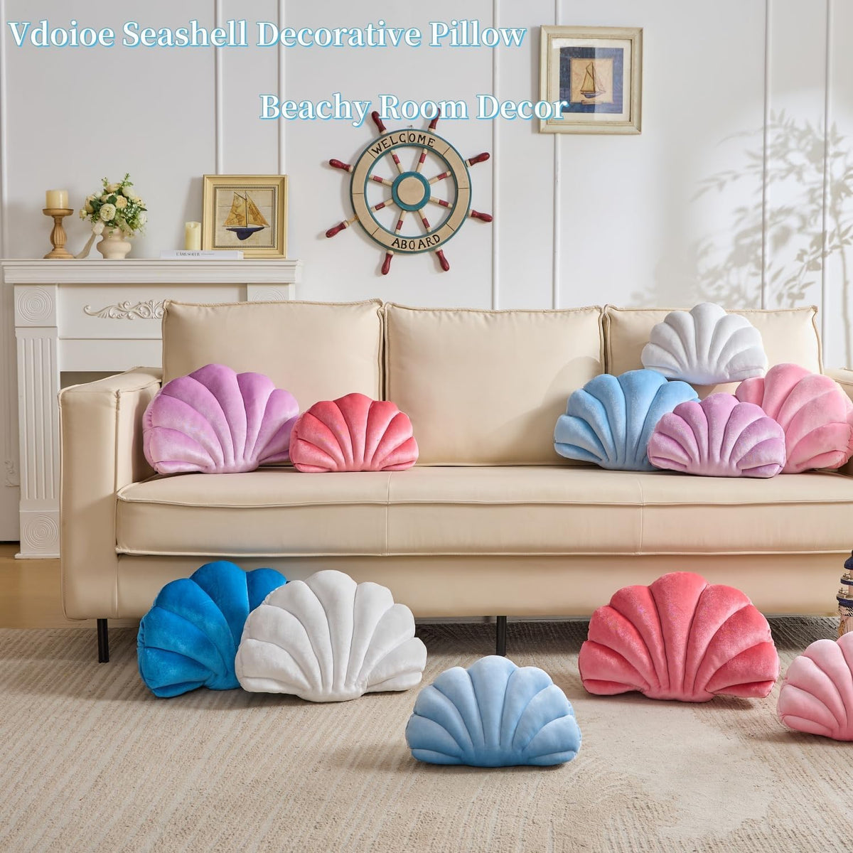Shell Pillow,Light Pink Seashell Pillow 13x10 Inch