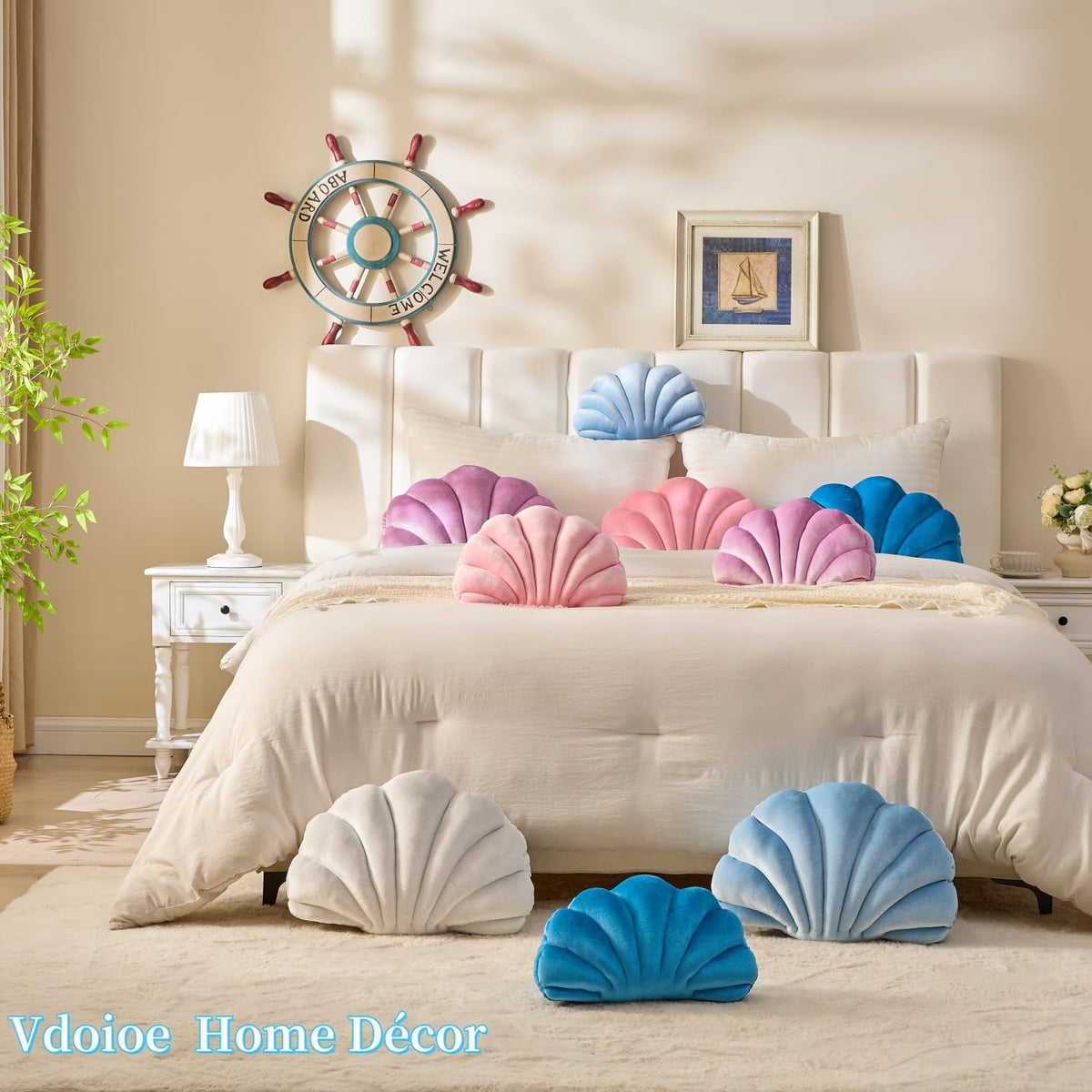 Shell Pillow,Light Pink Seashell Pillow 13x10 Inch