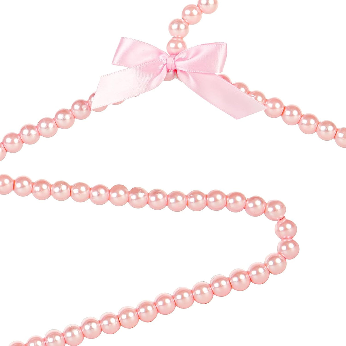 Concepts Premium Heavy Duty Pearl Hangers with Pink Ribbon Trim for Wedding and Engagement Gowns - Slim Design Also Can Be Used for Suits and Shirts (White Pearl, 8 Pack)