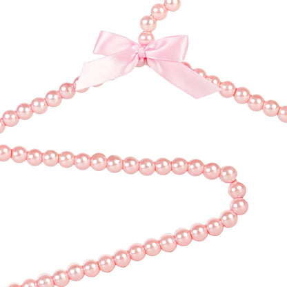 Concepts Premium Heavy Duty Pearl Hangers with Pink Ribbon Trim for Wedding and Engagement Gowns - Slim Design Also Can Be Used for Suits and Shirts (White Pearl, 8 Pack)