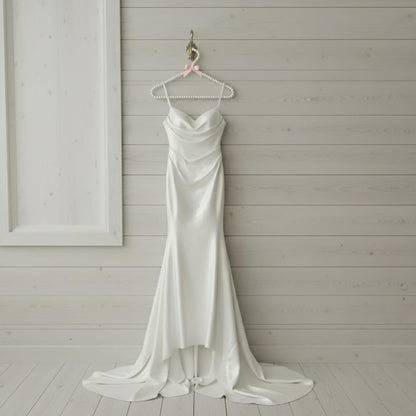Concepts Premium Heavy Duty Pearl Hangers with Pink Ribbon Trim for Wedding and Engagement Gowns - Slim Design Also Can Be Used for Suits and Shirts (White Pearl, 8 Pack)