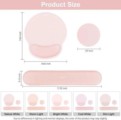 Wrist Rest Support for Mouse Pad&Keyboard Set, Chalk Pink