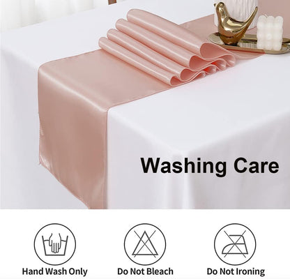 10 Pack Satin Table Runner Blush Pink 12 x 108 inches Long, Light Pink Table Runners for Wedding, Party, Birthday Decor