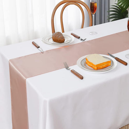10 Pack Satin Table Runner Blush Pink 12 x 108 inches Long, Light Pink Table Runners for Wedding, Party, Birthday Decor