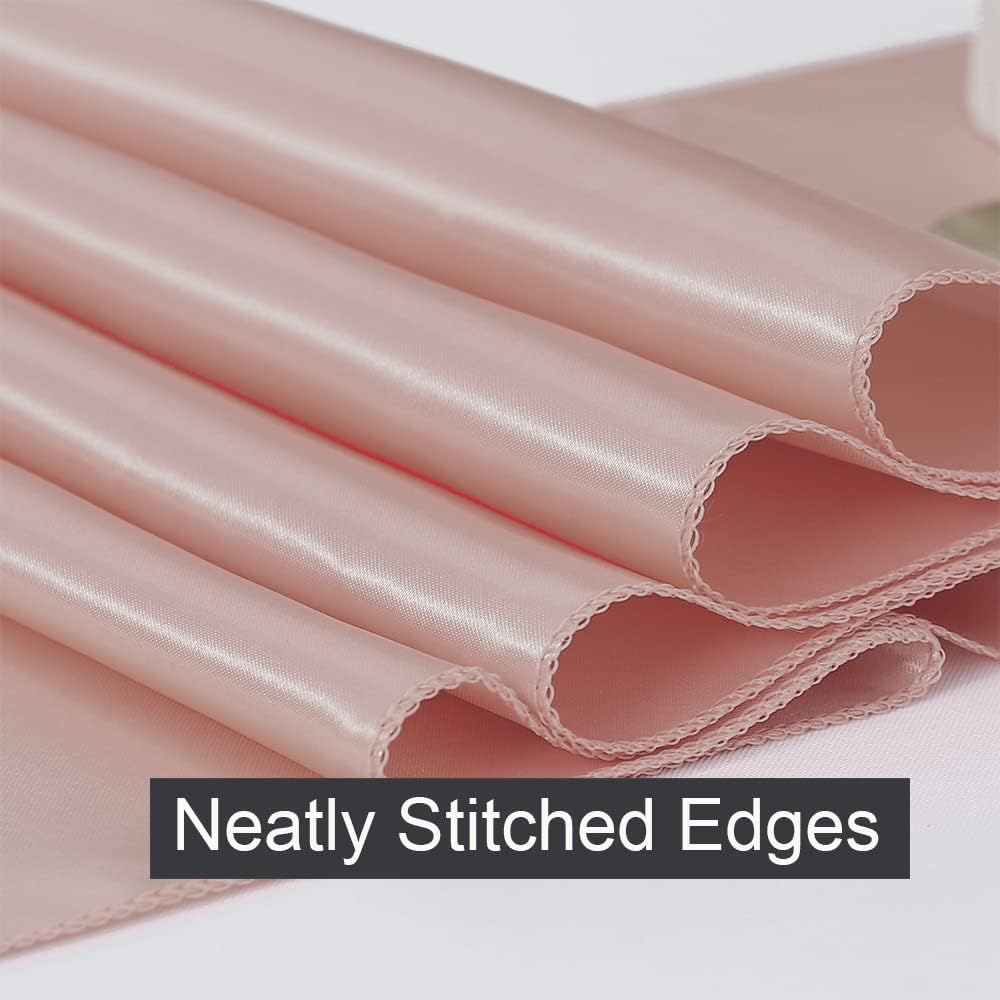 10 Pack Satin Table Runner Blush Pink 12 x 108 inches Long, Light Pink Table Runners for Wedding, Party, Birthday Decor