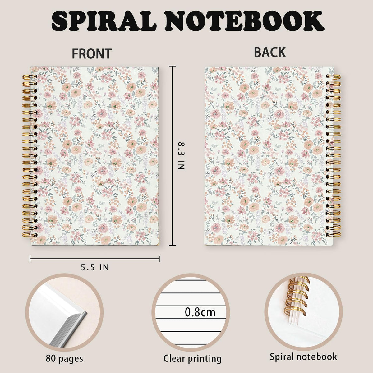 Cute Spiral Notebook Journal for Women,Journal for Teen Girls