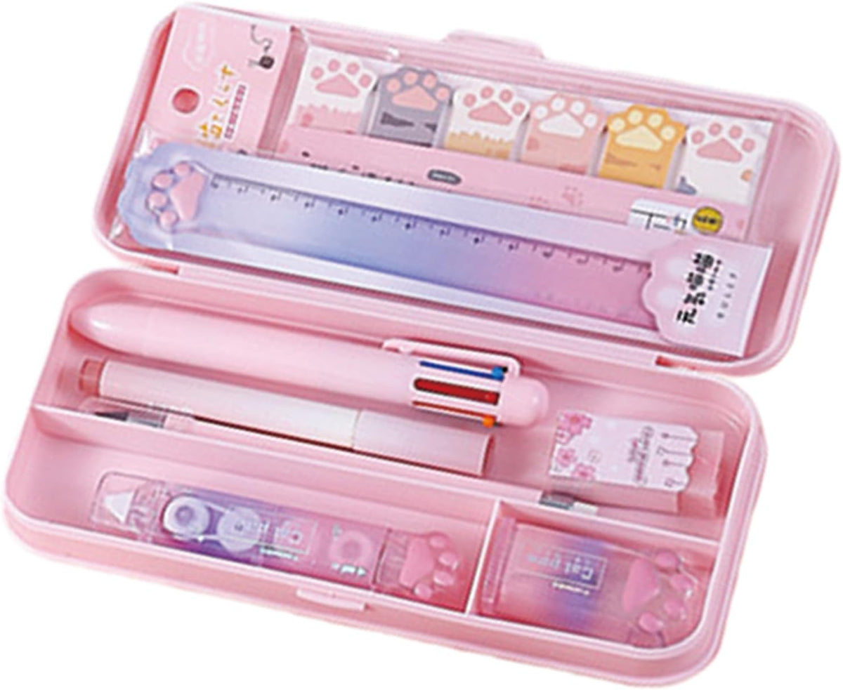 9 Pcs Cute Pink Stationery Set for Girls Boys Kids Women Back to School Supplies Office Supplies Cartoon Cat Paw Stationery Set Aesthetic Kawaii Stationery Gift (Pink)