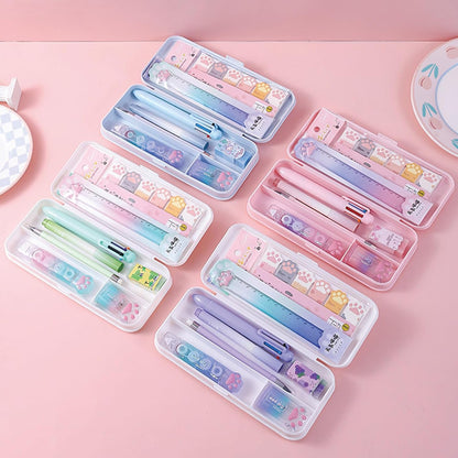 9 Pcs Cute Pink Stationery Set for Girls Boys Kids Women Back to School Supplies Office Supplies Cartoon Cat Paw Stationery Set Aesthetic Kawaii Stationery Gift (Pink)