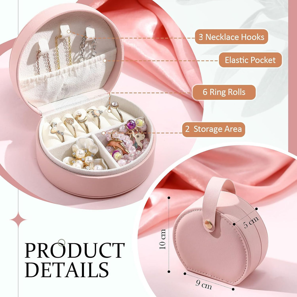 12 Pack Mini Travel Jewelry Case Bridesmaid Gifts Box Bulk Small Leather Earring Organizer for Women Proposal Return Gift (Pink)