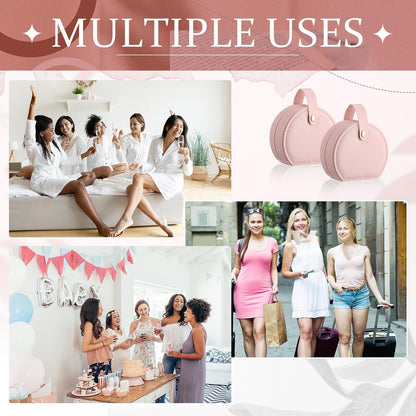12 Pack Mini Travel Jewelry Case Bridesmaid Gifts Box Bulk Small Leather Earring Organizer for Women Proposal Return Gift (Pink)