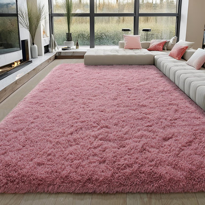KING DARE 9x12 Large Area Rugs for Living Room, Blush Fluffy Shag Rug for Bedroom and Nursery, Non-Slip Big Fuzzy Carpet for Kids, Girls, Boys Room Dorm Home Decor Aesthetic