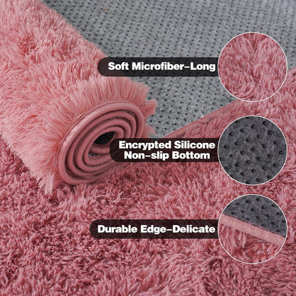 KING DARE 9x12 Large Area Rugs for Living Room, Blush Fluffy Shag Rug for Bedroom and Nursery, Non-Slip Big Fuzzy Carpet for Kids, Girls, Boys Room Dorm Home Decor Aesthetic