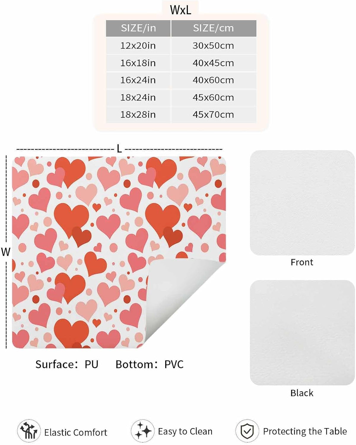 Coffee Mat for Counter, Valentine's Day Red Pink Love Heart Absorbent Hide Stain Coffee Bar Mat, Non-slip Coffee Bar Accessories Kitchen Drying Mat Fit Under Coffee Maker Espresso Machine