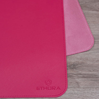 Desk Mat -Computer Desk mat with Non Slip Suede Bottom with Stitched Edges- Waterproof - Leather Desk pad PU Desk Cover for Home, Mouse, Makeup Mat for Vanity (Pink, 31.5 x 15.7)