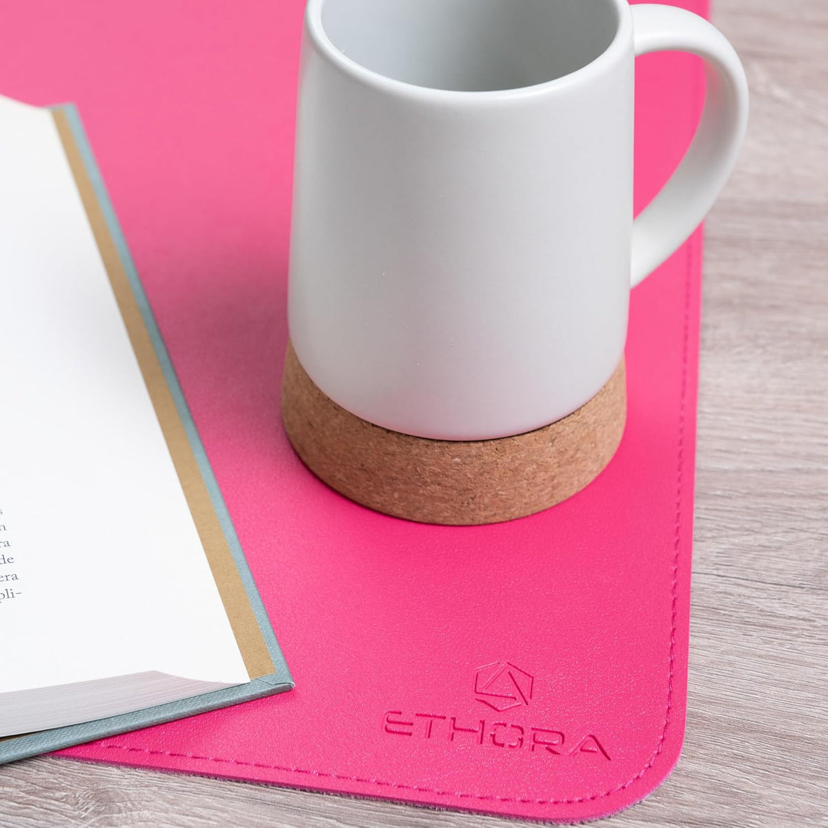 Desk Mat -Computer Desk mat with Non Slip Suede Bottom with Stitched Edges- Waterproof - Leather Desk pad PU Desk Cover for Home, Mouse, Makeup Mat for Vanity (Pink, 31.5 x 15.7)