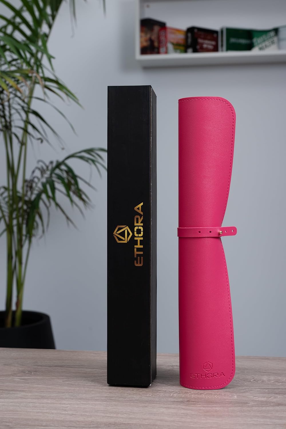 Desk Mat -Computer Desk mat with Non Slip Suede Bottom with Stitched Edges- Waterproof - Leather Desk pad PU Desk Cover for Home, Mouse, Makeup Mat for Vanity (Pink, 31.5 x 15.7)