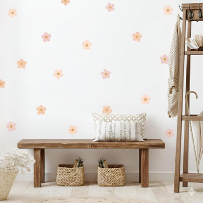 Boho Blush Pink Daisy Flowers Decals Stickers for Kids Transform Your Toddlers Bedroom with Durable, Easy to Apply Removable Wall Stickers Vibrant Peel-and-Stick Wall Decor