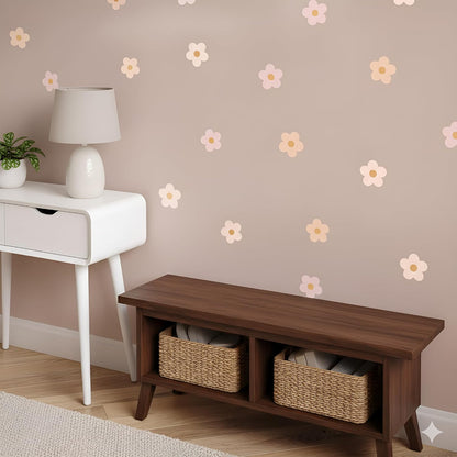Boho Blush Pink Daisy Flowers Decals Stickers for Kids Transform Your Toddlers Bedroom with Durable, Easy to Apply Removable Wall Stickers Vibrant Peel-and-Stick Wall Decor