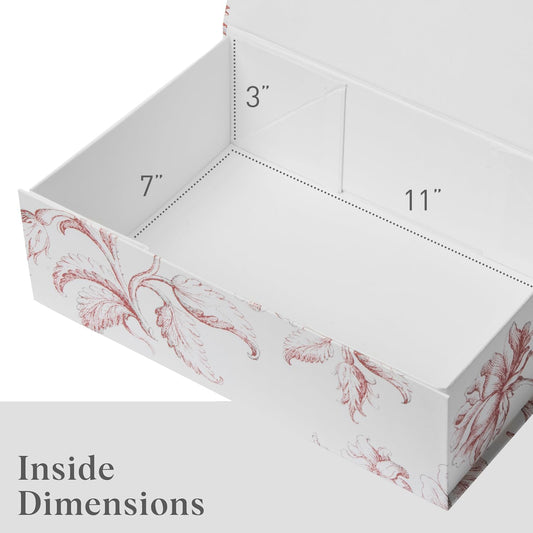 Luxury Keepsake Gift Box 3-Pack | Pink Floral Decorative Boxes with Magnetic Lids for Presents, Wedding Memory Box, and Bridal Gifts. 11.5" x 7.5" x 3.5"