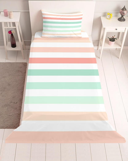 Peach Pink Green Ombre Twin XL Sheet Set 3 Piece Bedding - Farmhouse Stripe Modern Breathable Comfy Cooling Bed Sheets & Pillowcase Sets, Hotel Luxury Flat Sheets Deep Pockets Fitted Sheet