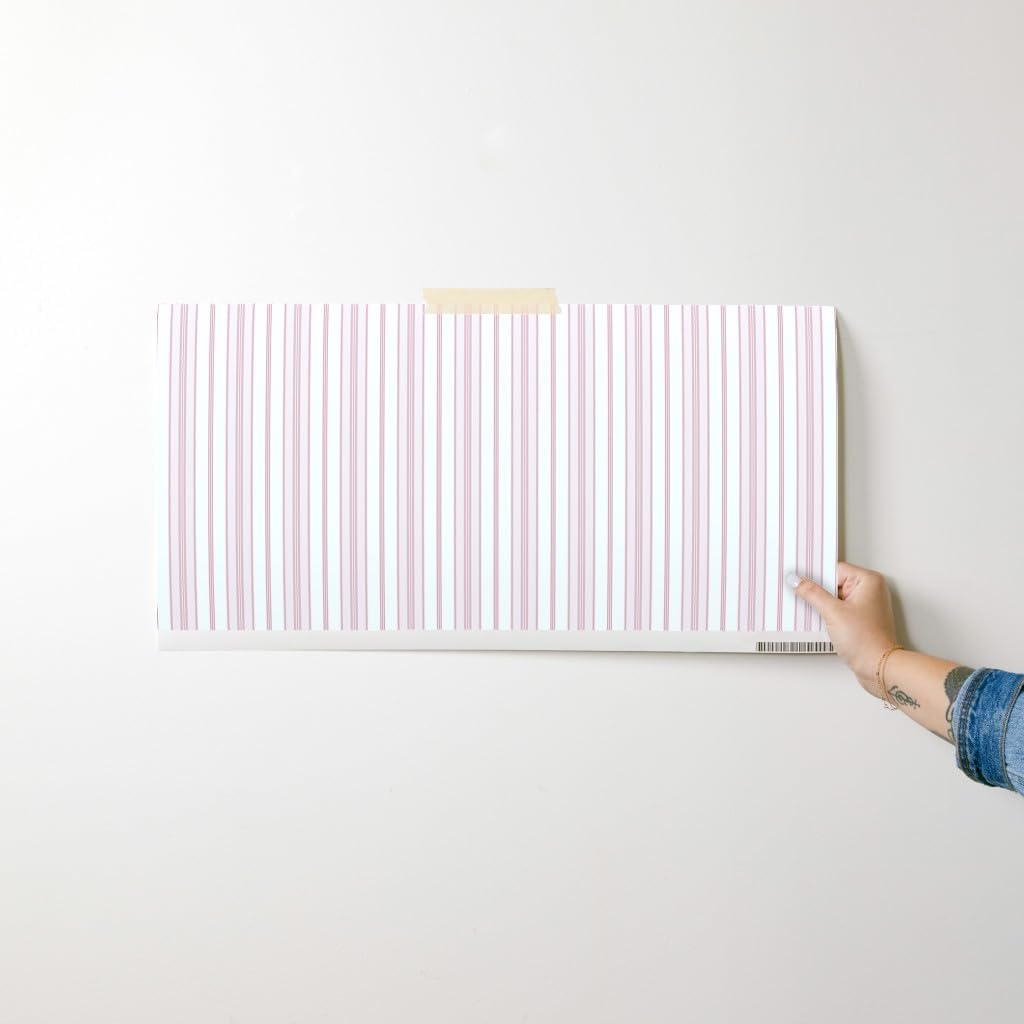 Pink Stripes Boho Peel and Stick Wallpaper