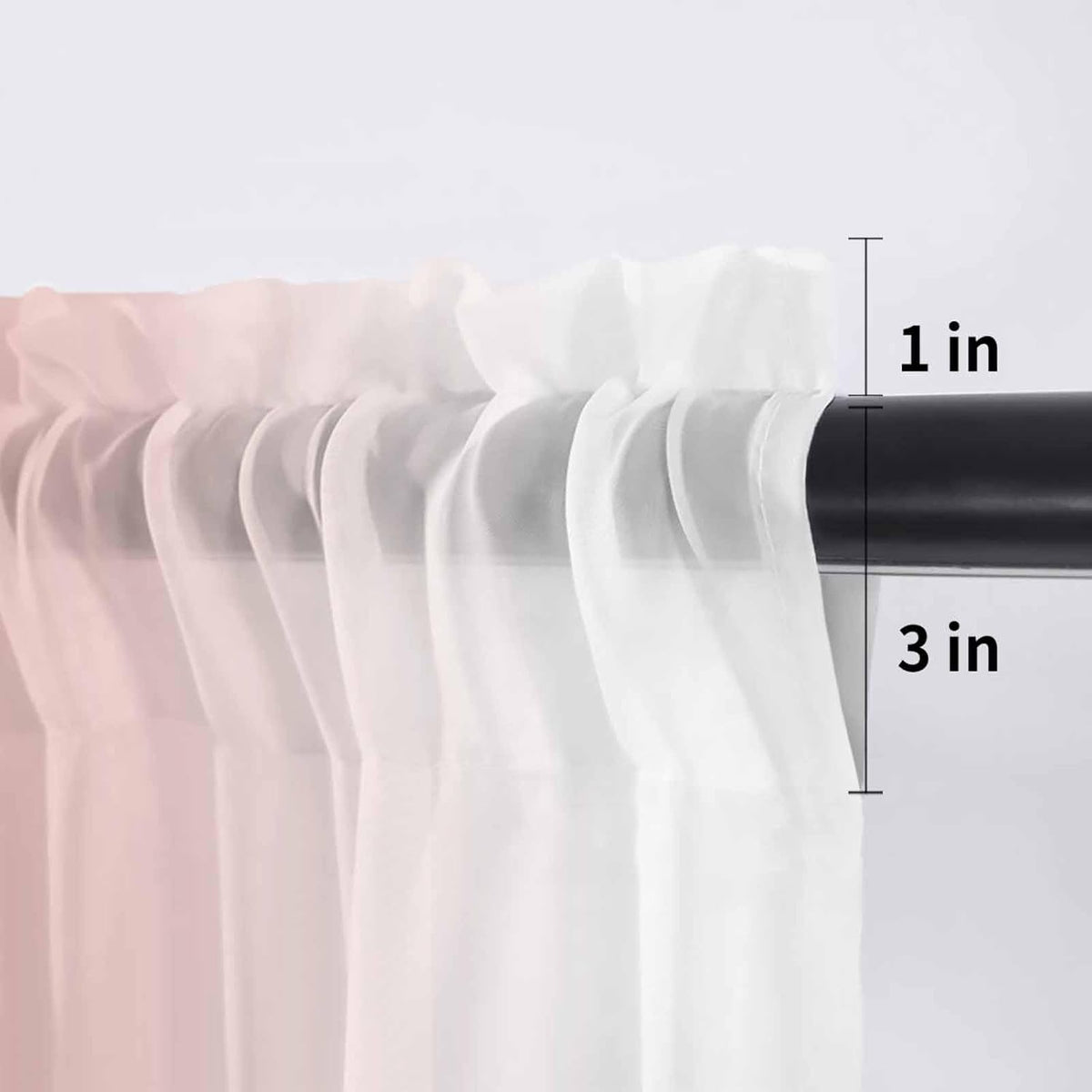 Sheer Valances for Windows Ombre Peach Pink White Window Valances Rod Pocket Gradient Color Window Treatment Sheer Curtains for Kitchen Living Room Bedroom Bathroom 42x18in