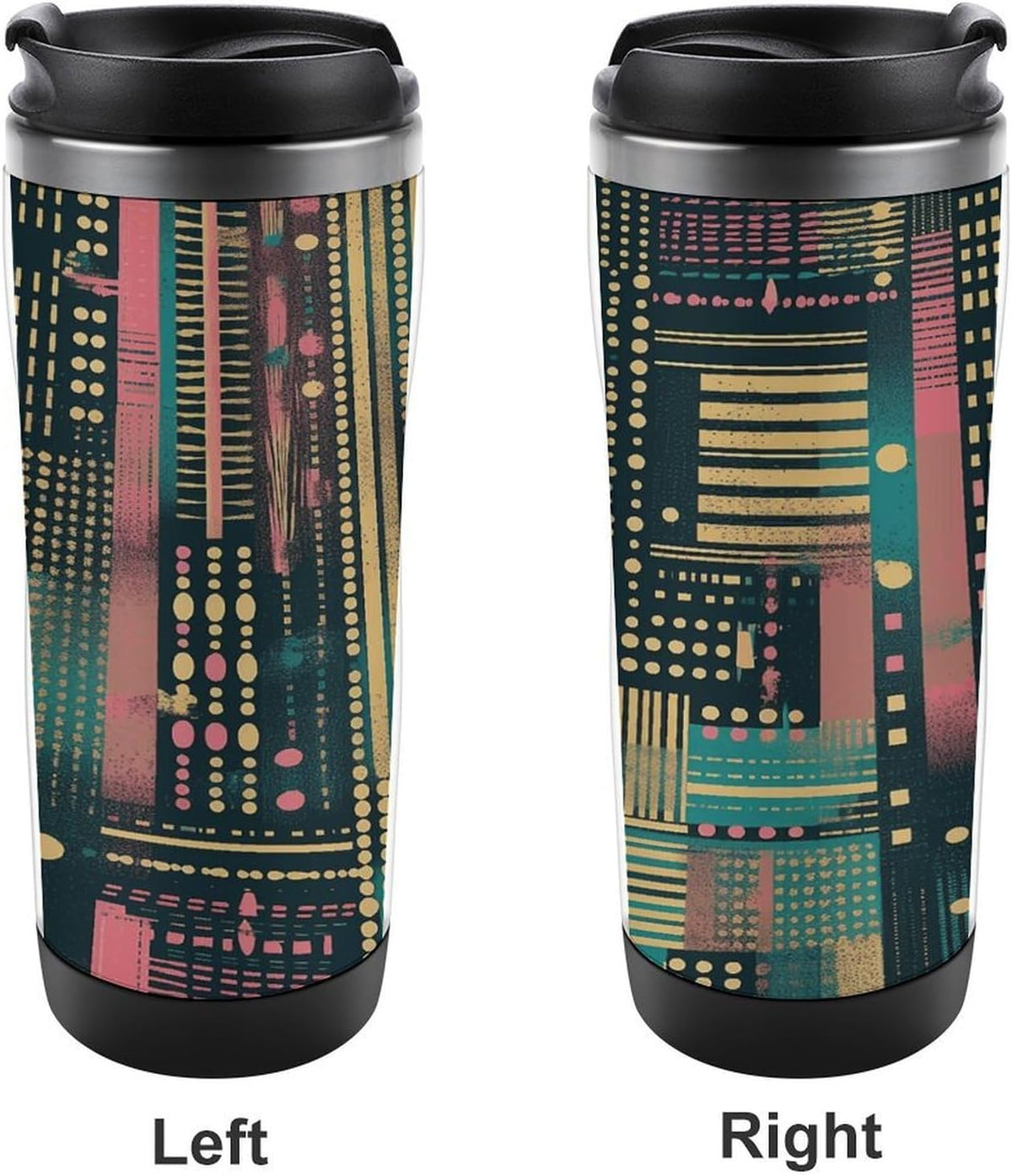 Peach Striped Pattern Stainless Steel Travel Mug, Leak-proof Reusable Thermal Coffee Cup with Lid for Hot & Cold Drinks, Insulated Tumbler for Commuting And Travel
