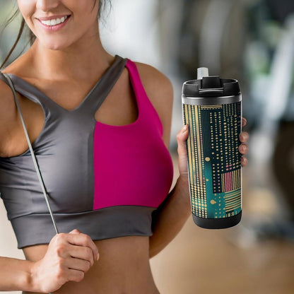 Peach Striped Pattern Stainless Steel Travel Mug, Leak-proof Reusable Thermal Coffee Cup with Lid for Hot & Cold Drinks, Insulated Tumbler for Commuting And Travel