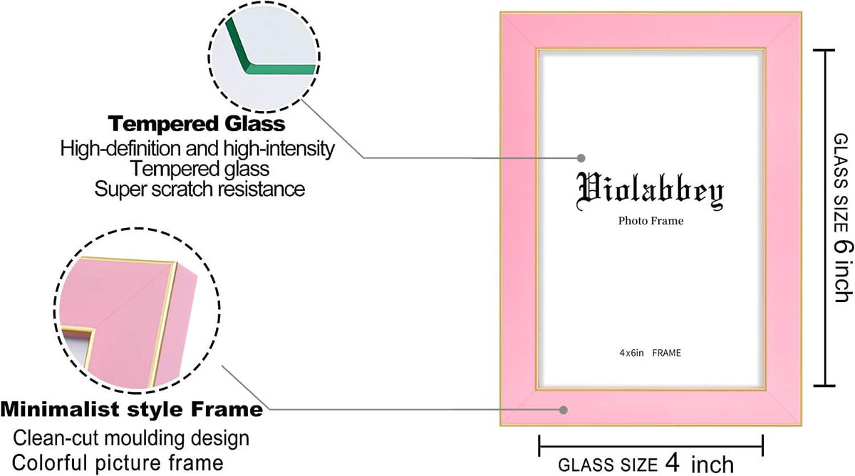 4x6 Picture Frame Pink Set of 2